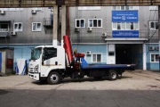 Эвакуатор со сдвижной платформой и КМУ Amco Veba 816T 2s 